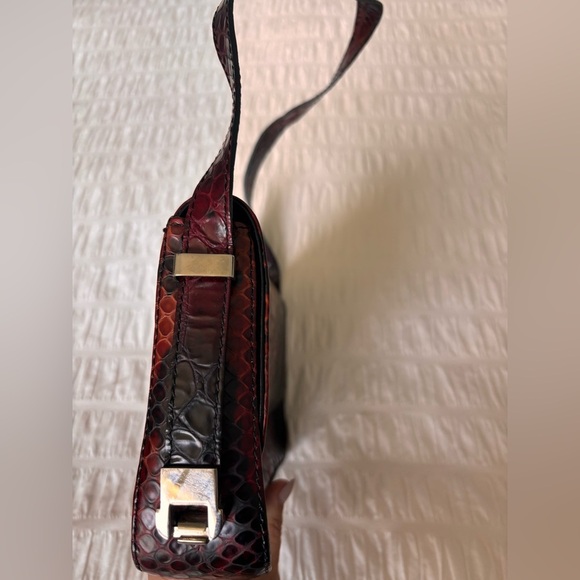 Danier Leather Red Snake Print Shoulder Bag - Picture 10 of 11